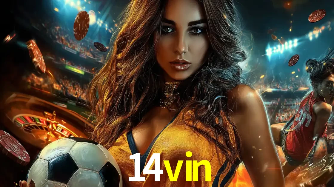 Mulher segurando uma bola de futebol em uma montagem que mistura a paixão esportiva com a emoção da roleta de cassino, tudo disponível na plataforma 14vin.